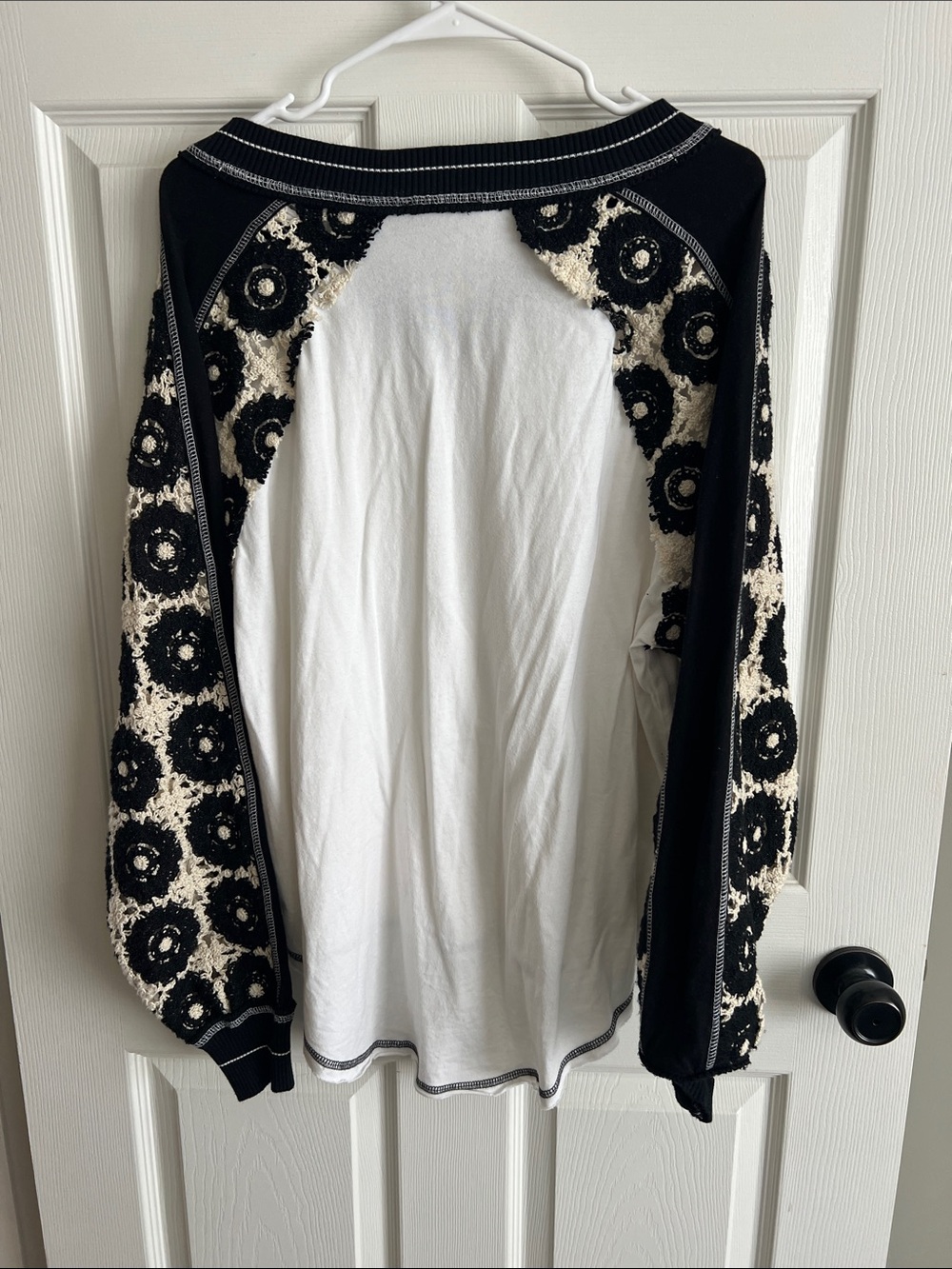 We the Free Oceanside Long Sleeve- Black and White Crochet sleeves - Picture 3 of 6